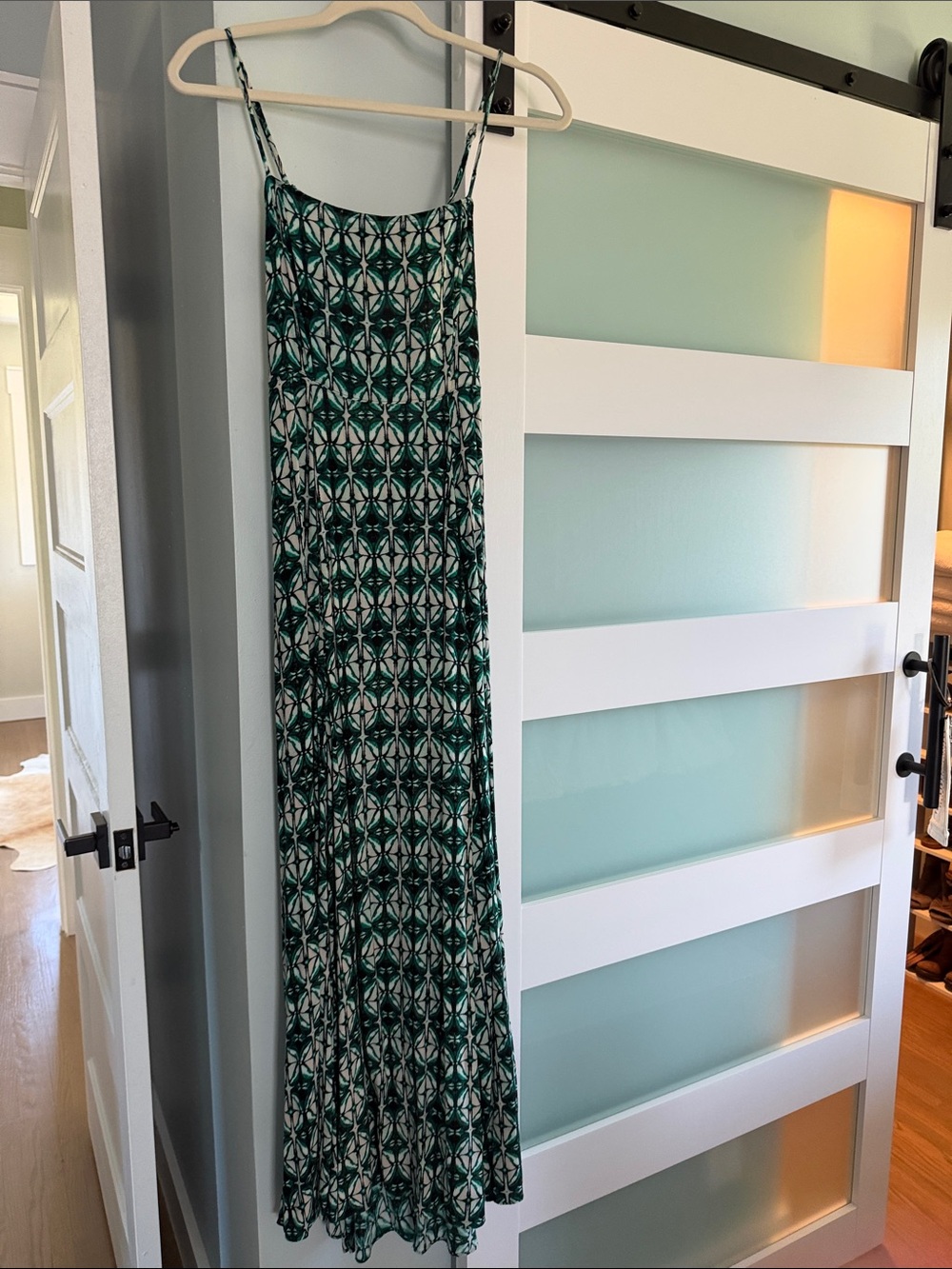 Free People Green & White Geometric Maxi Dress